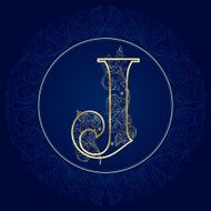 Vintage floral alphabet letter J
