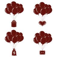 Balloons bunches silhouette set N2