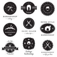 Barbershop (hair salon) logo-badges vintage vector set Hipster style