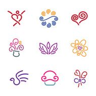 Outline simplicity with love gift heart flower logo icon