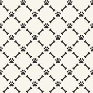 Seamless background with dog paw print and bone