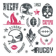 College rugby team badges with shabby texture