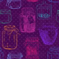 Seamless pattern of mason jars