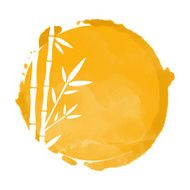 Bamboo trees white silhouettes and watercolor