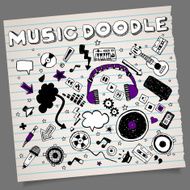 Doodle hand-drawn music symbols with alphabet N2