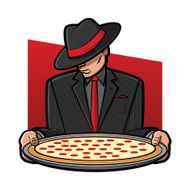 Mobster Holding Pizza