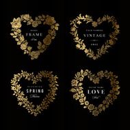 Vector floral frames in the shape of heart