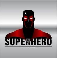 Superhero with red metallic mask over the silver background