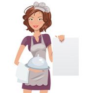 Female chef with menu Vector illustration