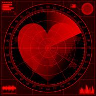 Radar screen with red heart