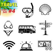 Set of black-and-white travel icons N5