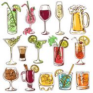 Set of isolated colorful cocktails