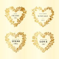 Vector floral frames in the shape of heart N2
