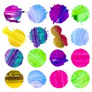 16 circle form brush stroke Rounded colored shapes on white N3