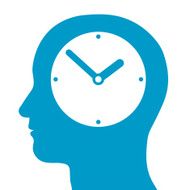 Head silhouette with a clock inside Appointment