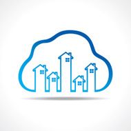 Group of up homes in the cloud stock vector