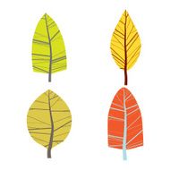 Set of four abstract trees Isolated on white background