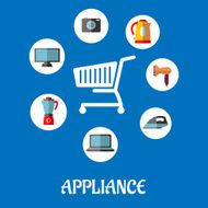 Flat household appliances icons