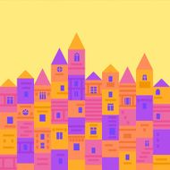 Colorful and cute medieval town from building blocks