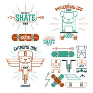 Skateboard dog emblems and icons