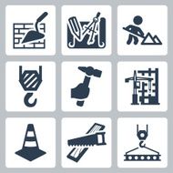 Construction related vector icons set