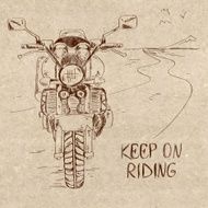 Retro sketch illustration with motorbike
