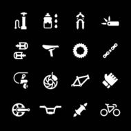 Set icons of bicycle parts and accessories