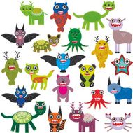 Cute cartoon Monsters Set Big collection on white background vector N3