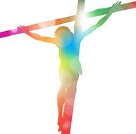 Jesus Christ on Cross in Colourful Abstract
