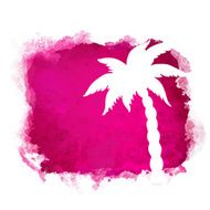 Watercolor paint stain and coconut palm tree N5