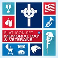 Flat icons 9 Memorial Day &amp; Veterans N2