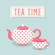 Tea time Polka-dot teapot and cup N2