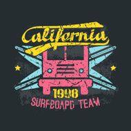 Surfing bus emblem in retro style N2