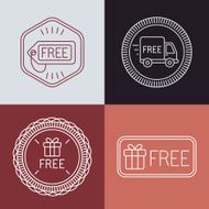 Vector free labels and badges in outline style