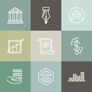 Vector line banking icons and logos