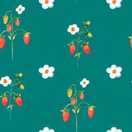 vector watercolor strawberry seamless pattern