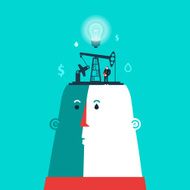 Head with ideas factory and business man N2