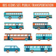 Bus icons set Public transportation