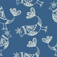 Silhouette of black ethnic birds Seamless pattern Vector illus