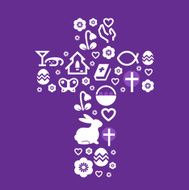 Easter stylized cross isolated on purple