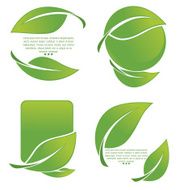 vector collection of bright green leaf frames and stickers