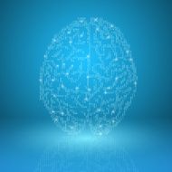 Digital brain on blue background N6