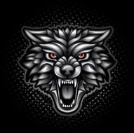Black aggressive wolf