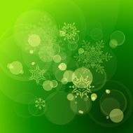 snowflakes lens flare &amp; green background