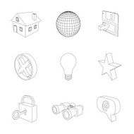 outline gray 3D icon set 01