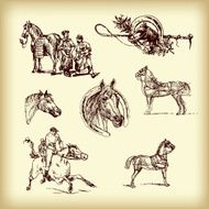 Hand drawn vector horses N2