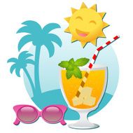 Sunglasses and a cold cocktail on the beach