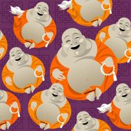 Feng Shui talisman Hotei Happy Buddha Seamless background pattern