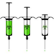 Syringe with toxic liquid and biohazard symbol