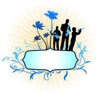 Live Music Band on Abstract Tropical Background N2